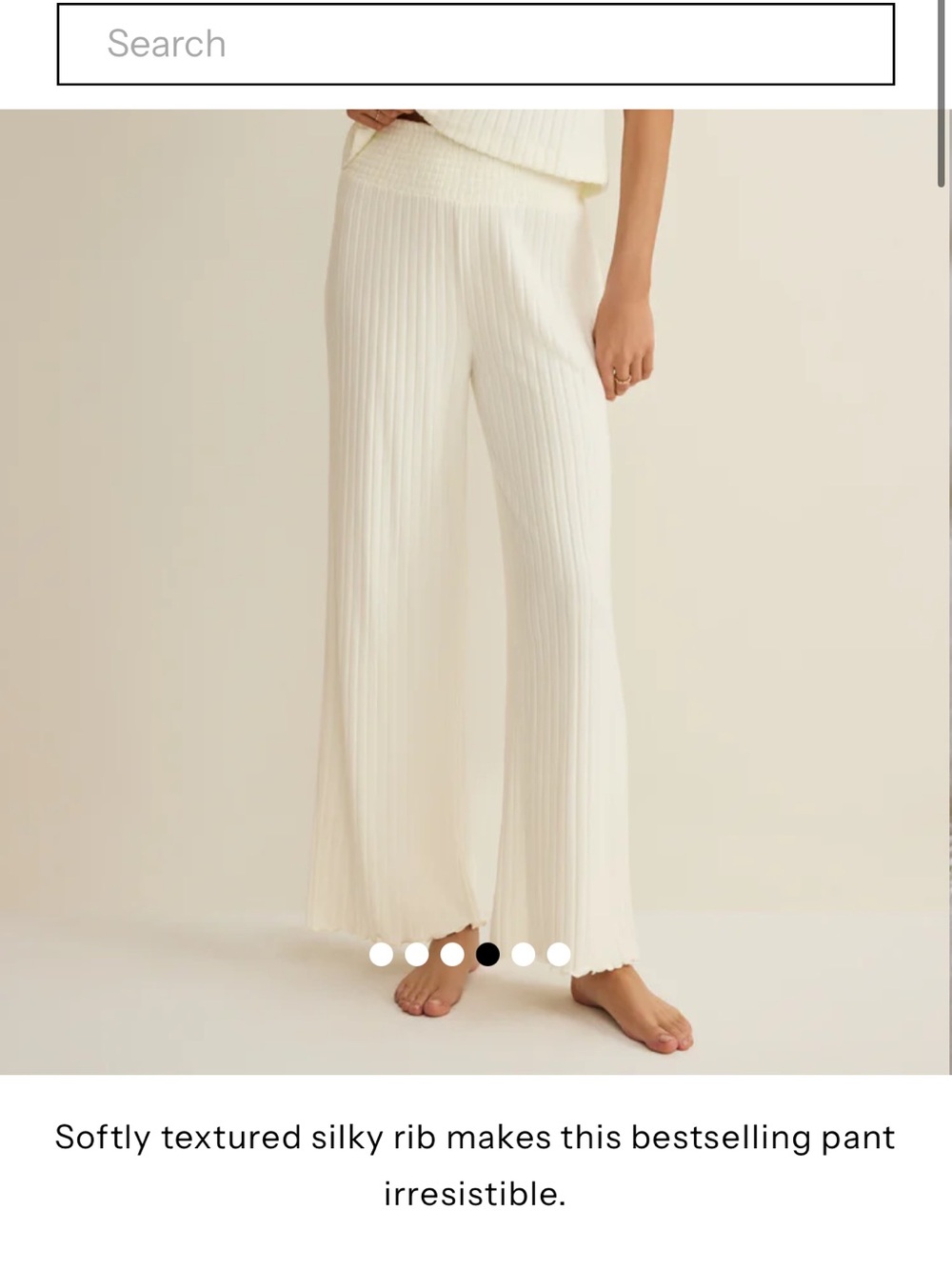 Z Supply Dawn Smocked Silky Rib Wide-Leg Pants - Cream